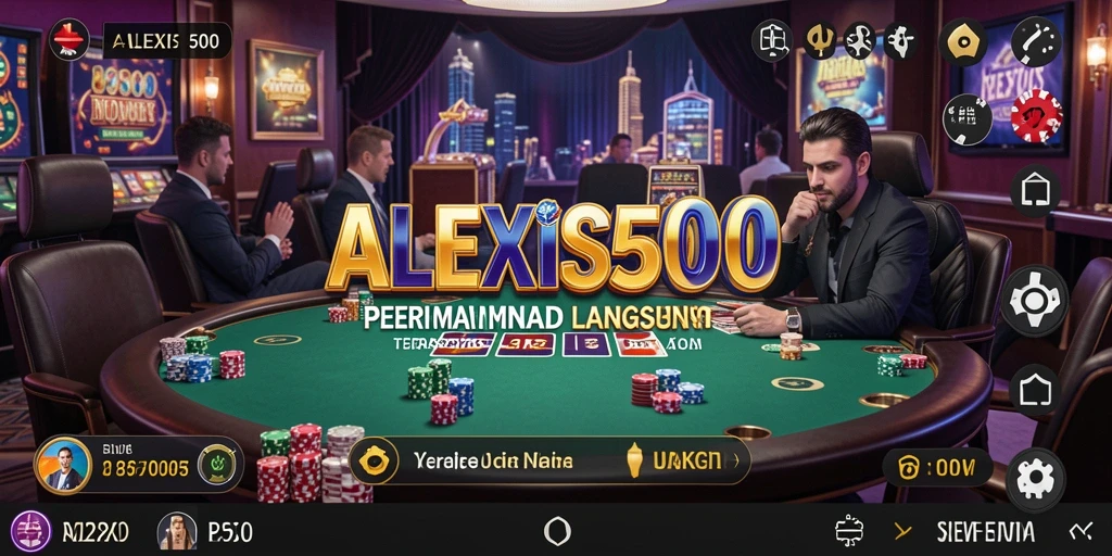 Tampilan gameplay ALEXIS500 dengan dealer langsung yang profesional.