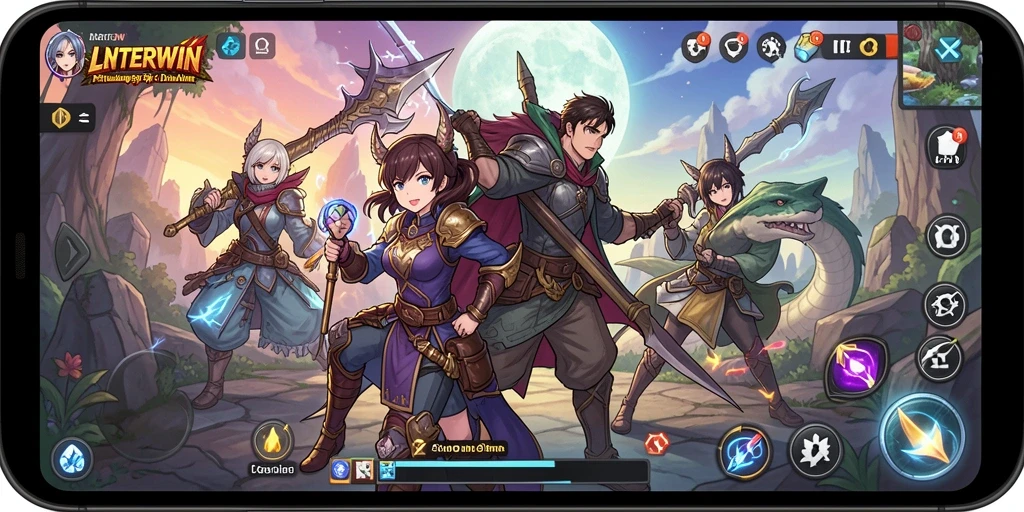 Tampilan gameplay LNTERWIN yang menakjubkan dan penuh warna.