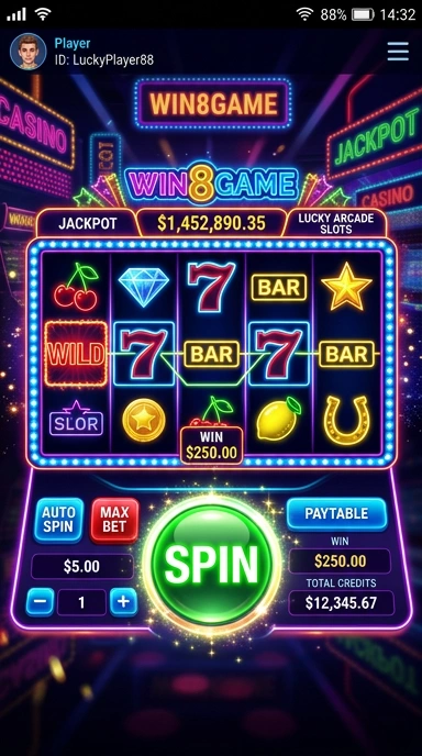 Tampilan antarmuka win8game yang bersih dan intuitif.